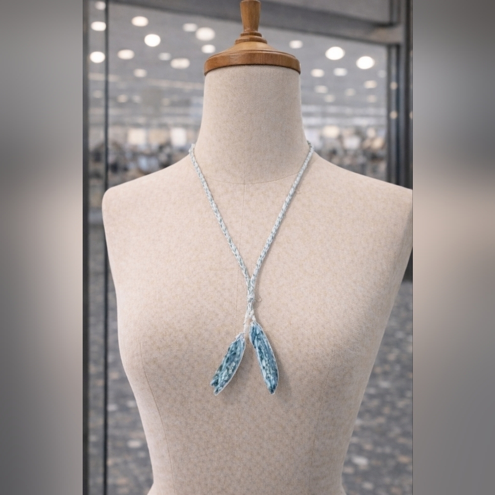 Women's silver and blue tassel necklace